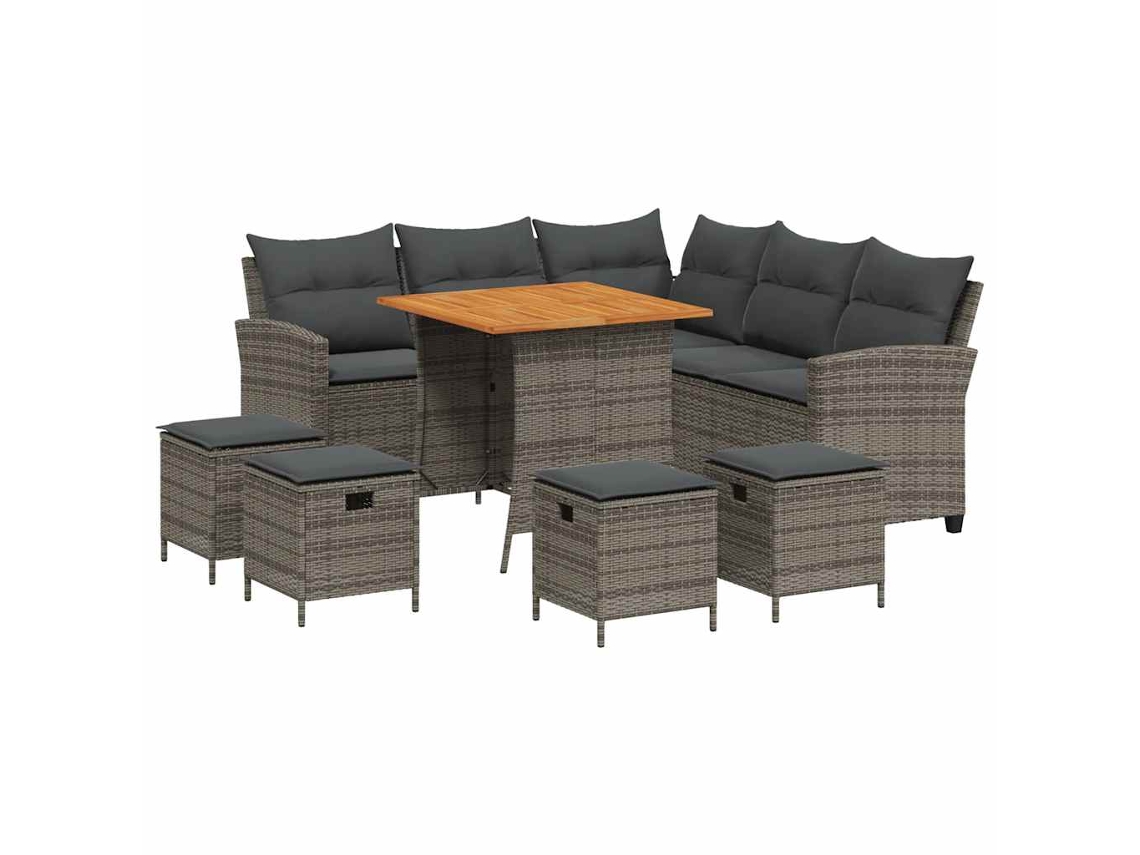 Conjunto de 6 Sofás de Jardim com Almofadões em Vime Preto MAISON EXCLUSIVE