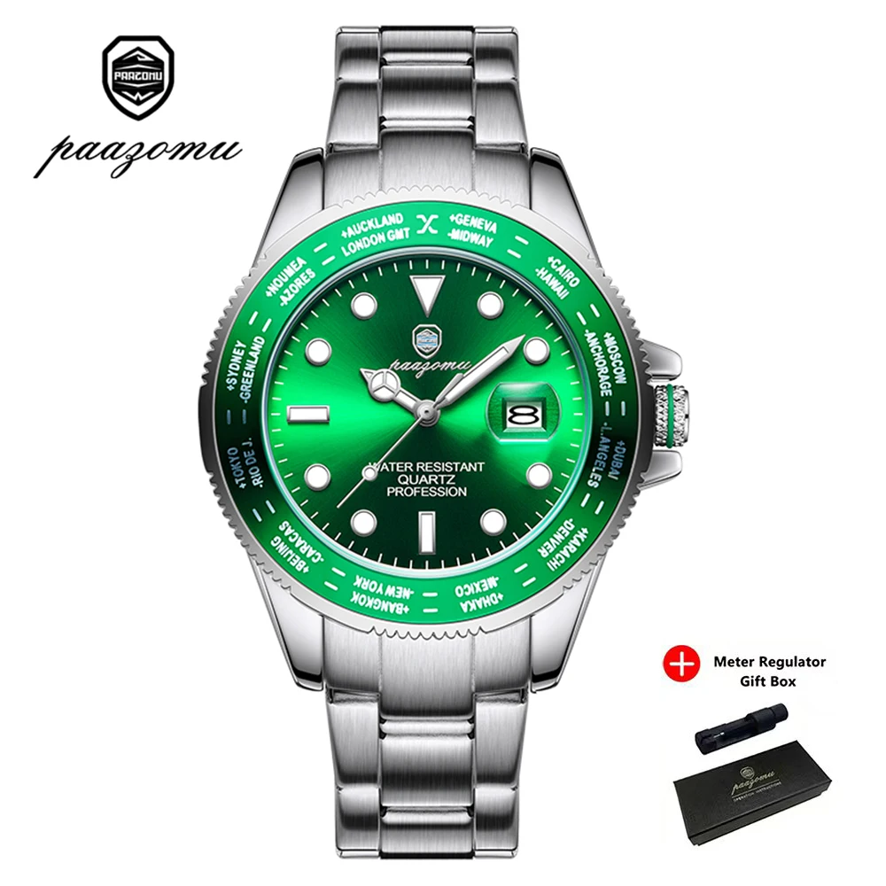 Relógio Original Date Verde, Elegante E Resistente À Água Para Homens
