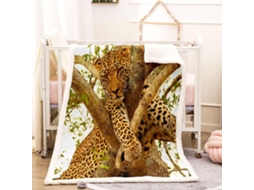 Manta com Estampa de Leopardo em Microfibra 180x200cm