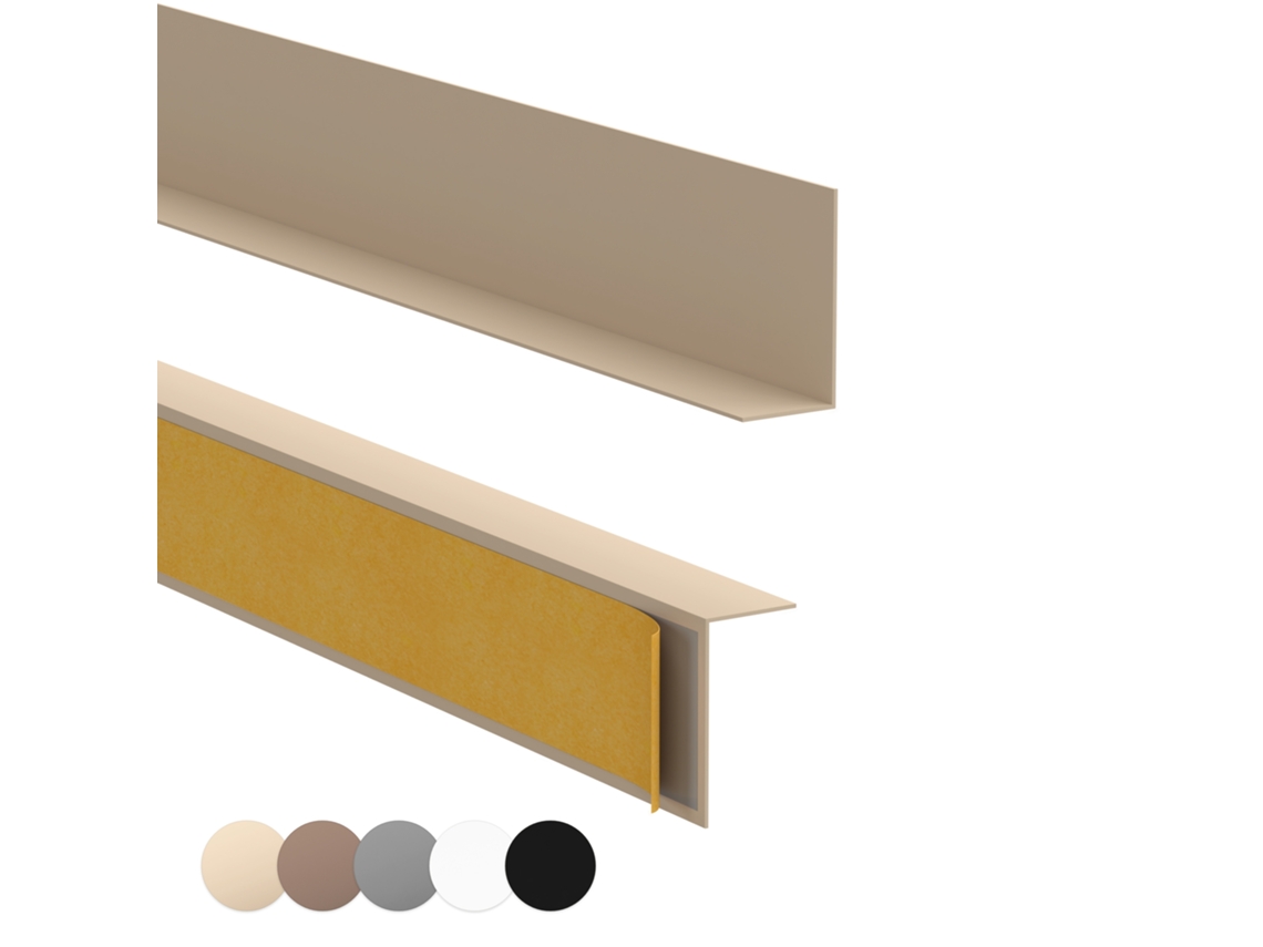Rodapé Pvc 20x10 Mm Rígido Autoadesivo Resistente Uv, 200 Cm, Bege