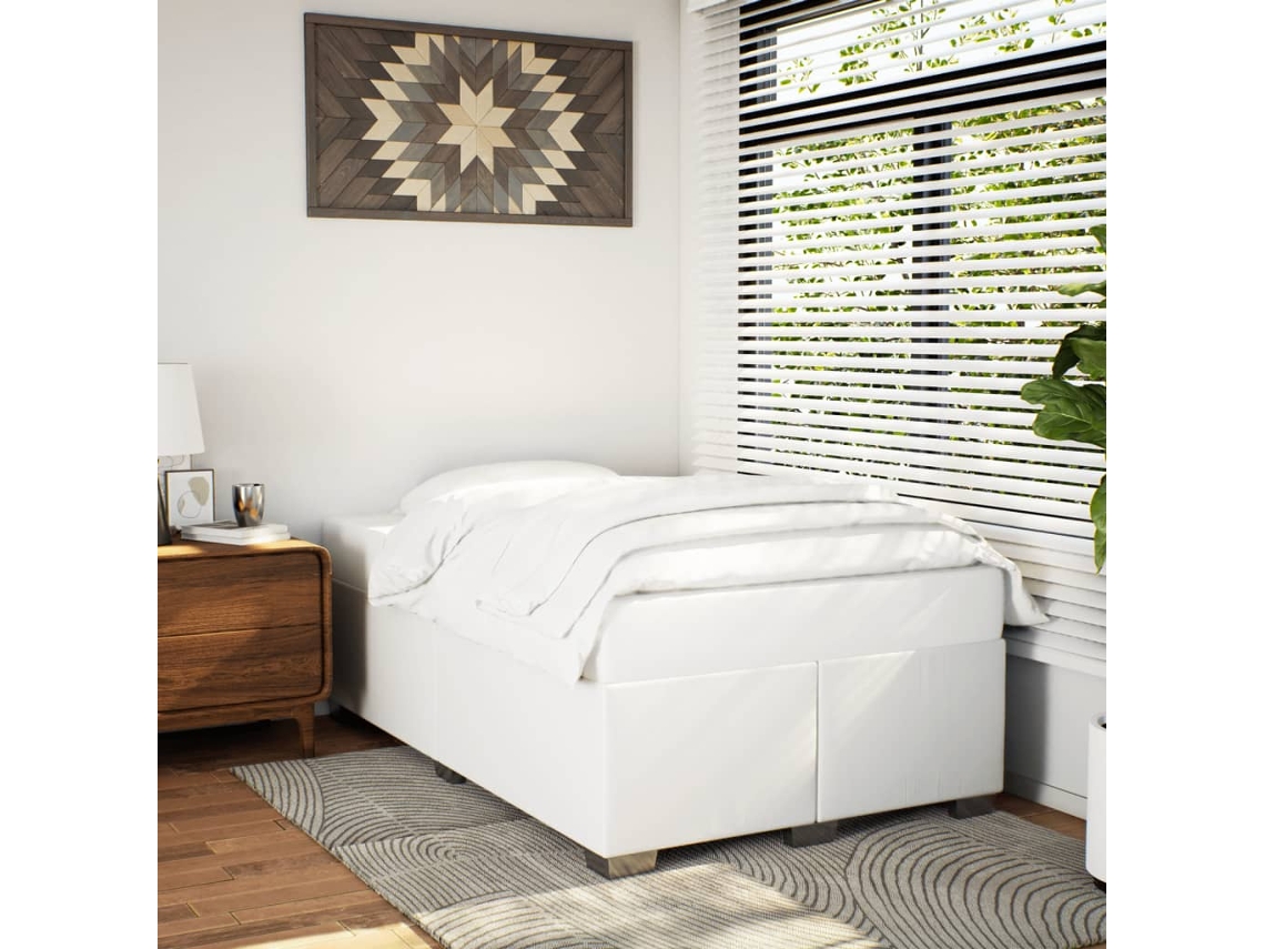 Vidaxl Estrutura De Cama 120x200 Cm Couro Artificial Branco
