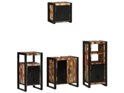 Vidaxl Conjunto De Móveis Para Banheiro 4 Unid. Multicolorido E Preto