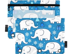 Macarrão White Elephants com saco transparente, estampa Neve Blue Floco, grande capacidade, 3 sacos, para sala de estar.
