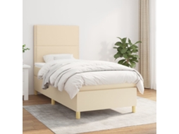 Vidaxl Cama Com Molas/colchão 100x200 Cm Tecido Cor Creme