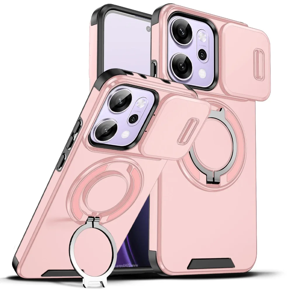 (rosa, Oppo Reno13 F) Capa Protetora, Material Tpu, Resistente A Impactos, Com Suporte Deslizante Para Proteção Da Câmera.