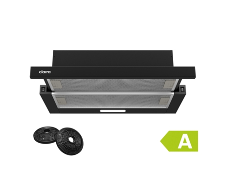 Exaustor Telescópico CIARRA 60cm 370 m3/h 3 Velocidades Recirculação Preto Inox CD6906DB