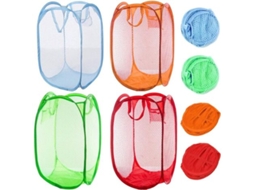 Conjunto de 4 Cestos de Roupa Dobráveis em Tela BRILVIBERA