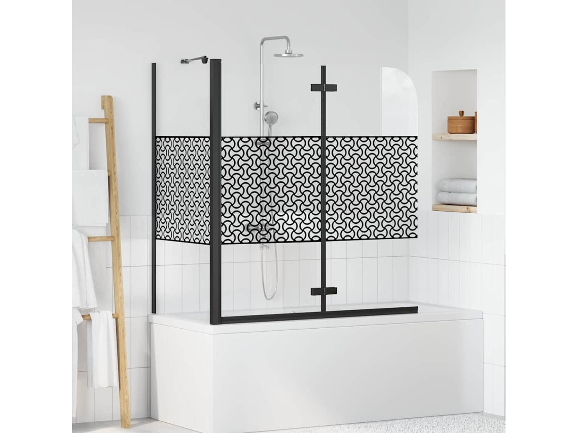 Vidaxl Cerca De Banho Geométrico Manual Preto 120 X 67 X 129 Cm