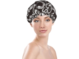 Touca De Banho Feminina, Reutilizável, Impermeável, Dupla Camada, Com Elástico, Ideal Para Cabelos Longos, Com Estampa