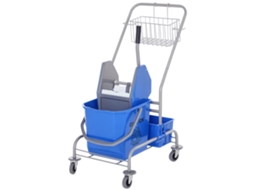 Limpando Carrinho. Carrinho de Esfregão. Capacidade de 25 L. 4 Rodas. Plástico. Azul Ge