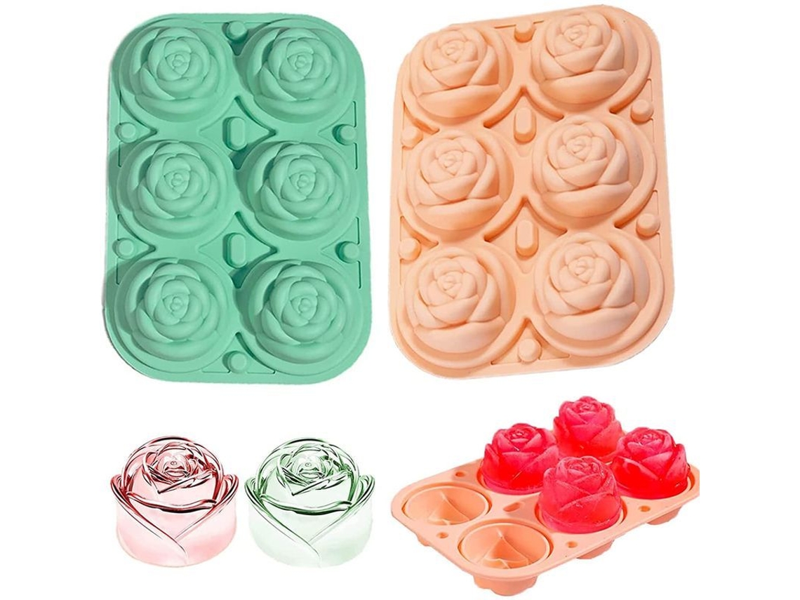 Formas de Gelo Nova Line, rosa, 12 cubos, em forma de rosa, para drinks e coquetéis | S/MARCA