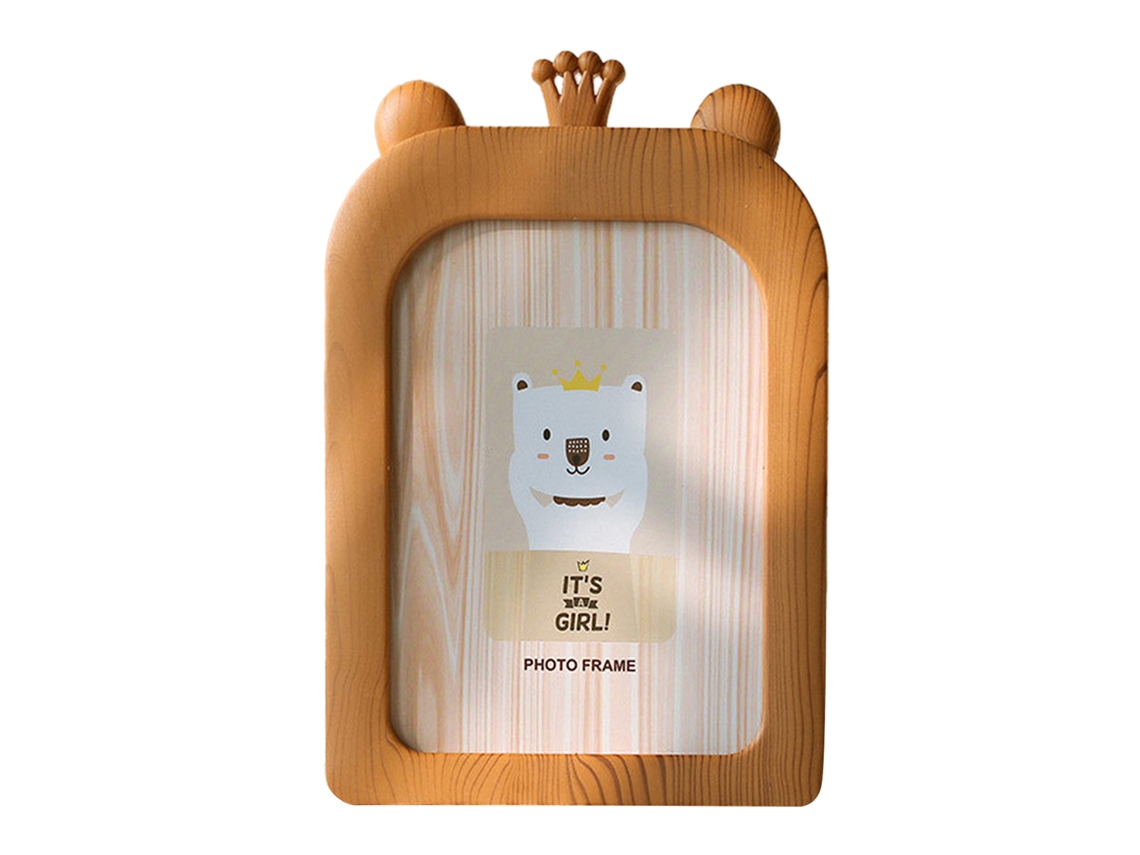 Moldura De Foto Cartoon Cute 7 Polegadas Para Decoração De Mesa E Parede Marrom Coroa