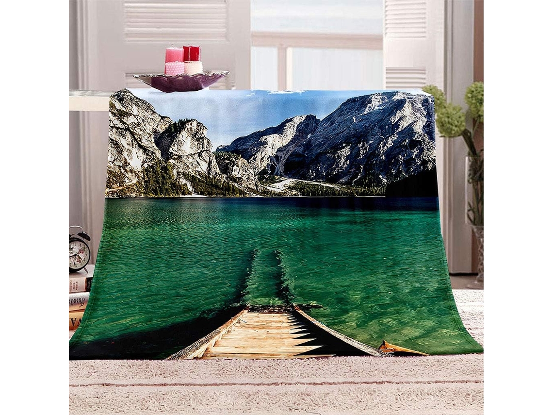 Manta com Estampa de Paisagem La em Microfibra 180x200cm