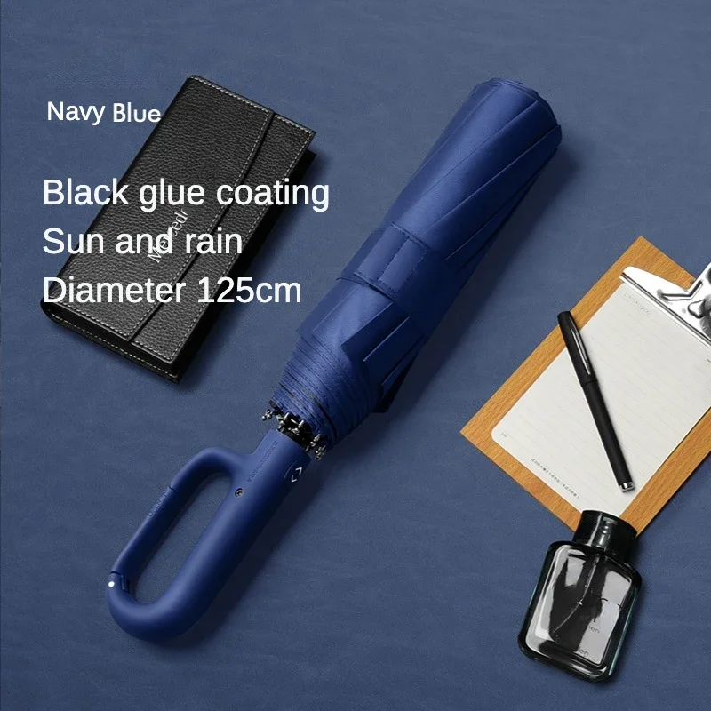 Guarda-chuva Masculino (azul Marinho 10k), Forte Resistência Ao Vento, 125 Cm, Cabo Com Anel Reforçado.
