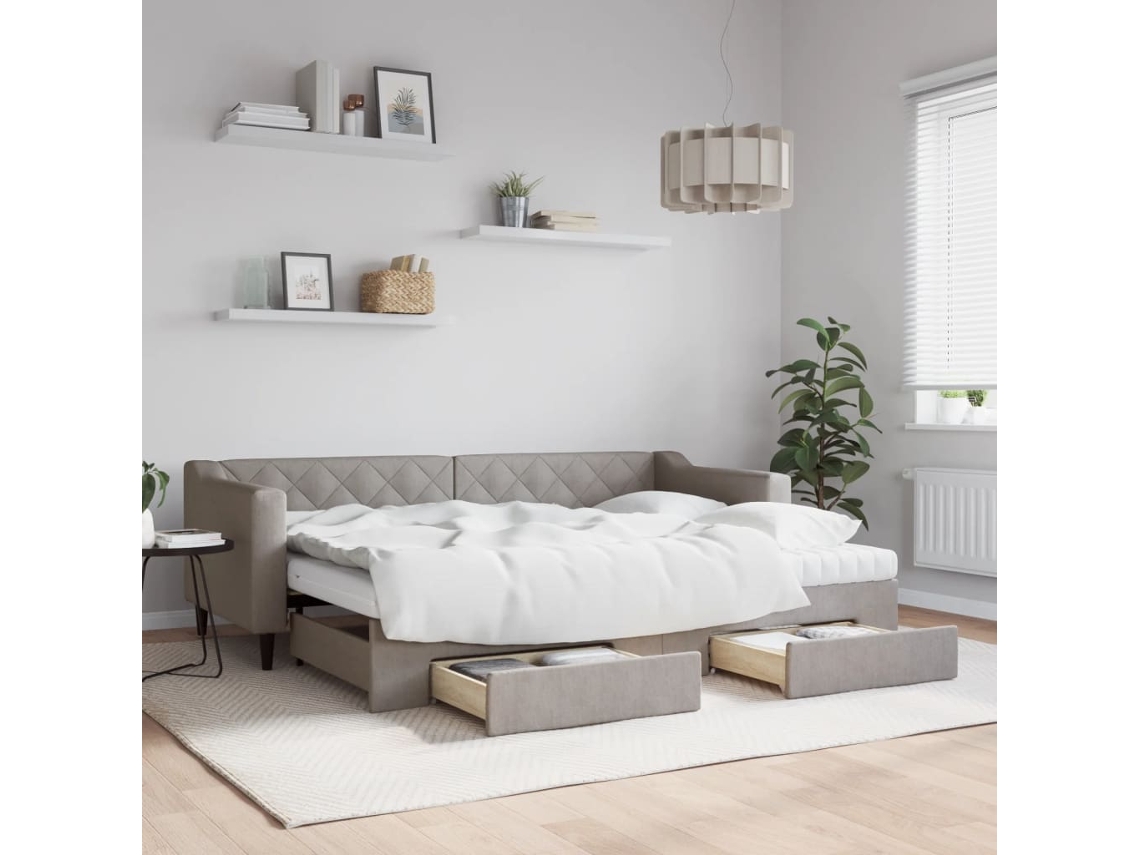 Vidaxl Sofá cama C/ Gavetão/gavetas 80x200 Cm Tecido Cinza acastanhado