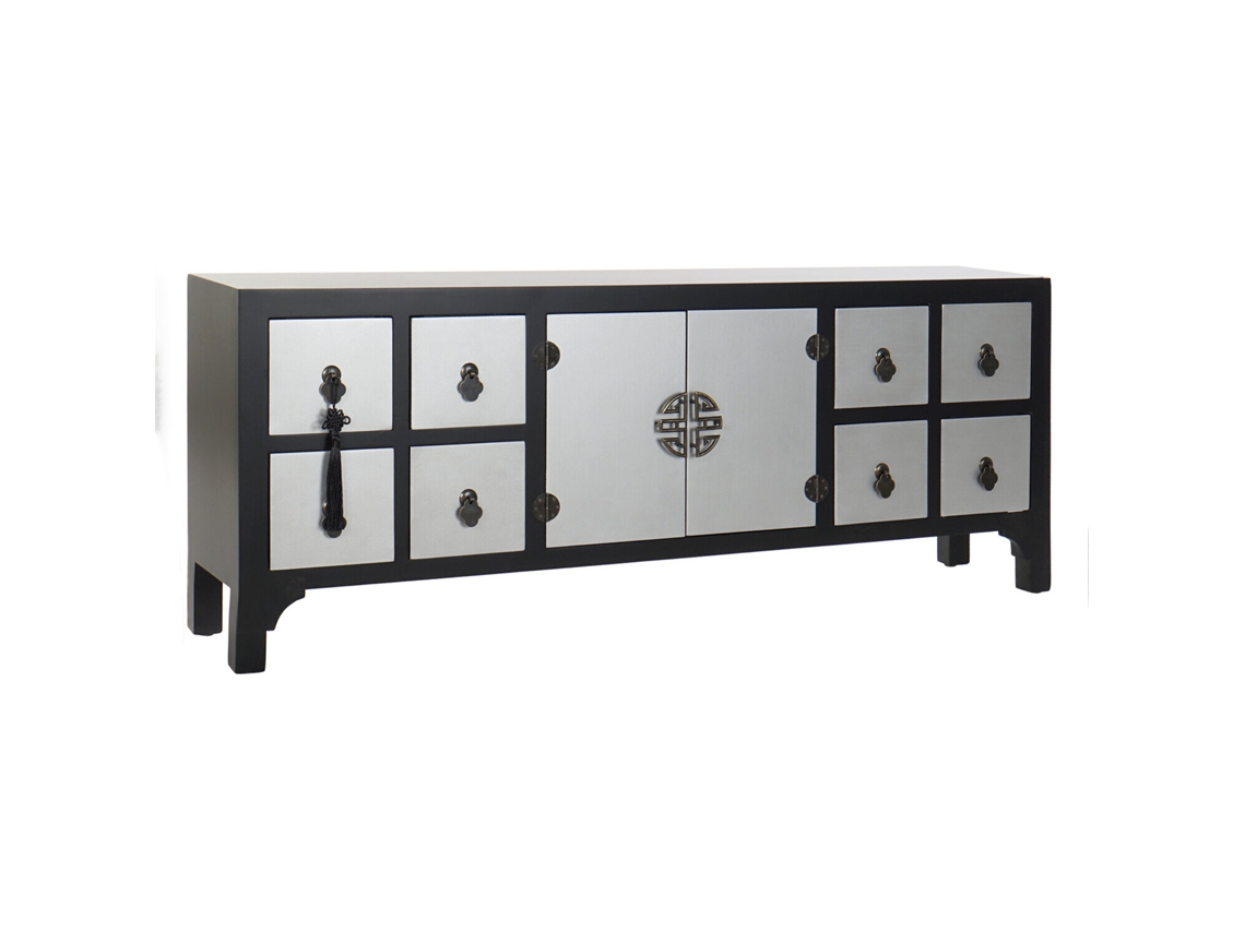Suporte para Tv em Mdf Cor Pinho, Preto Oriental, 130x24x51cm ALEXANDRA HOUSE LIVING
