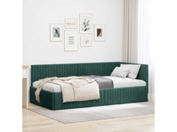 Vidaxl Estrutura De Cama De Canto Verde Escuro 100 Cm X 200 Cm Veludo