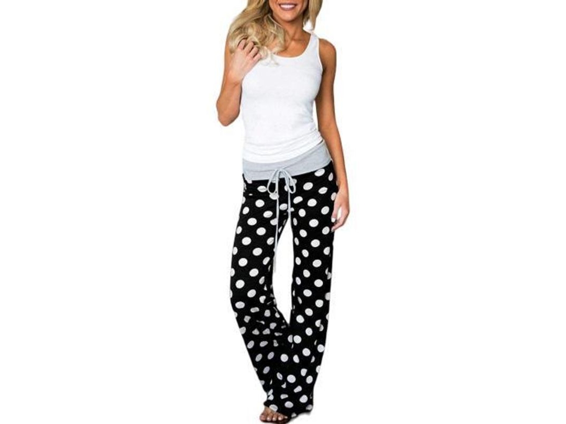2026 pantalones de Descanso Amplios Con Estampado Floral Elástico para Mujer, Cómodos Y Ajustables M Black6