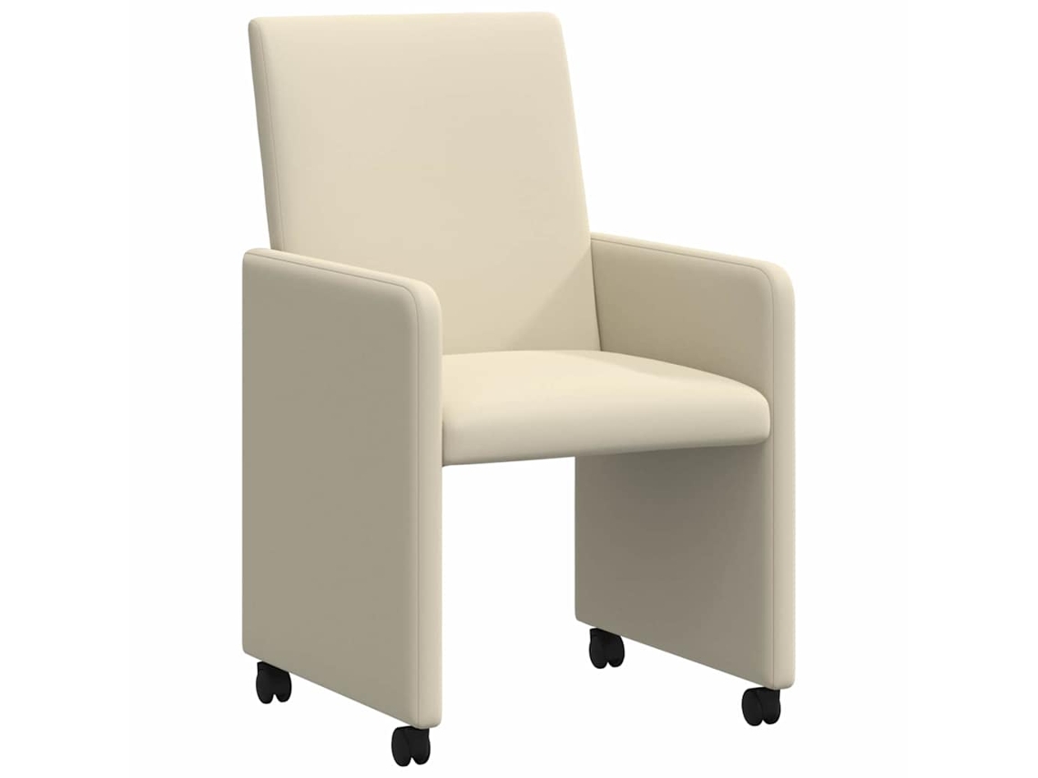 Conjunto de 2 Cadeiras Jantar com Rodas Creme MAISON EXCLUSIVE 57x66x94 cm