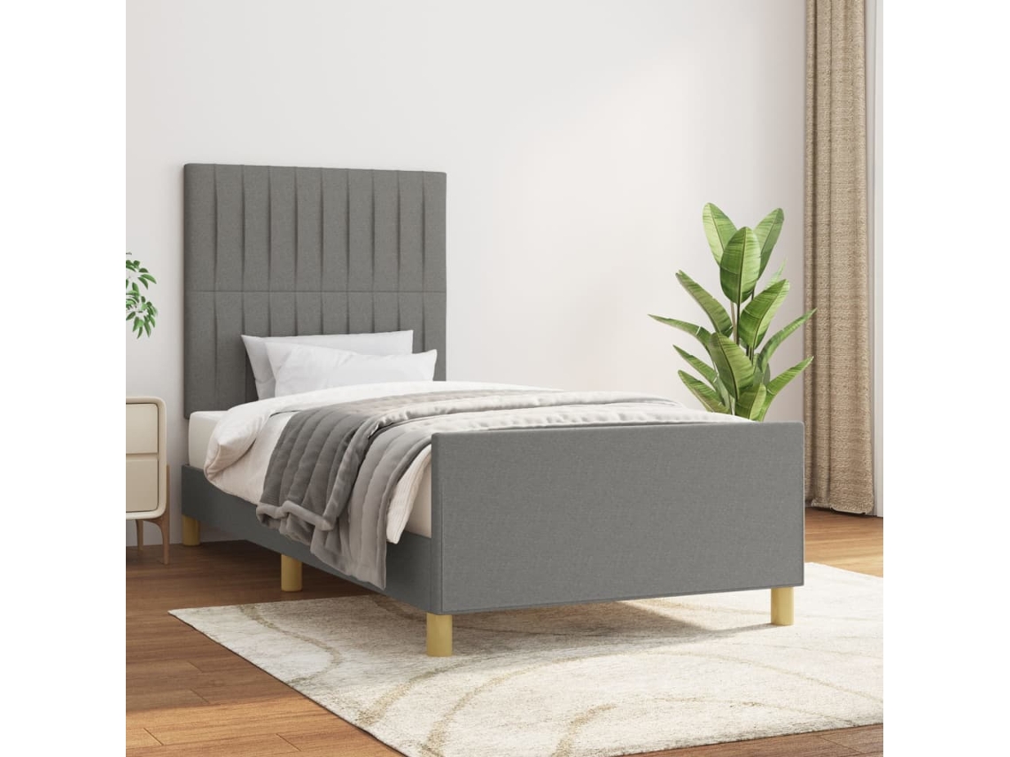 Vidaxl Estrutura De Cama Sem Colchão 90x190 Cm Tecido Cinzento-escuro