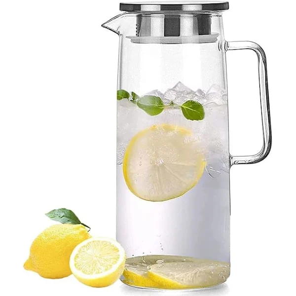 Jarra de Vidro Borossilicato para Água, Suco e Chá Gelado, com Tampa e Escova, 1000ml AQUAFORGE