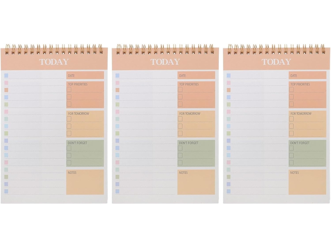 Lote de 3 Blocos-notas de Mestão de Tempo A5 Com 52 Folhas, Planner Diário Sem Data Para