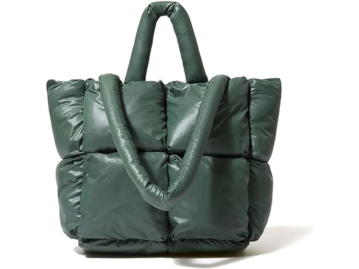 Bolsa Tote Puffer Grande, Bolsa De Luxo Moderna Com Estilo Quiltado Em Algodão, Bolsa De Ombro Macia Para Mulheres