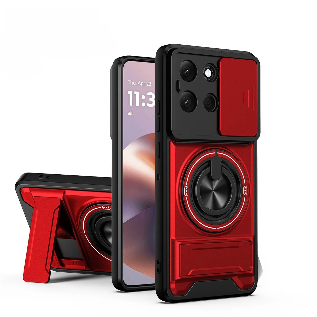 Capa Deslizante Para Celular (moto Edge G70 5g Vermelho) Com Encaixe Magnético E Proteção Para A Câmera.