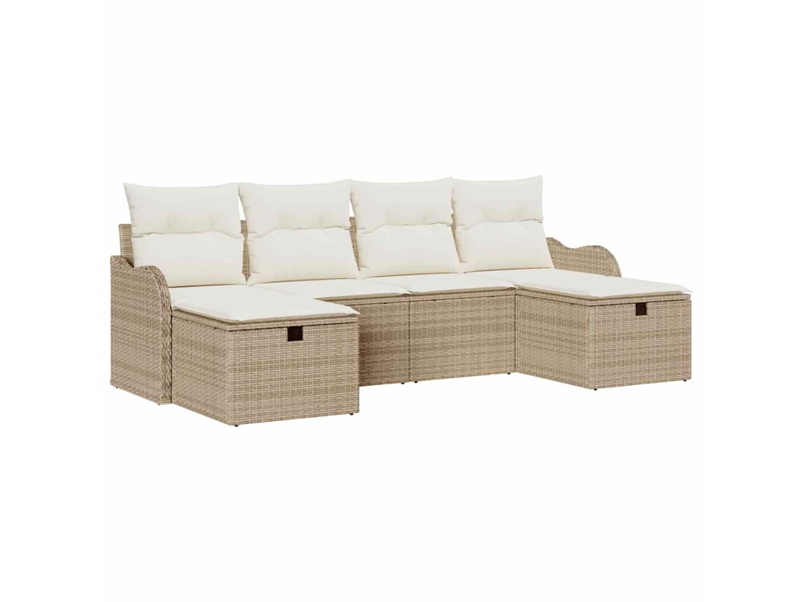 Maison Exclusive - Conjunto De Sofás Com Almofada 6 Pcs Bege E Creme Vime Pe