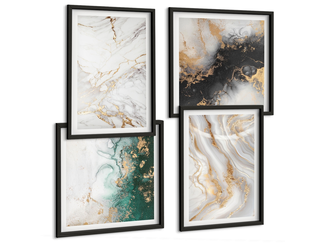 Quadros Decorativos Para Parede Retratos De Cavalos Em Tons De Pelo Moldura Preta Quadros Para O Escritório Espelharte (conjunto De 4 Imagens)