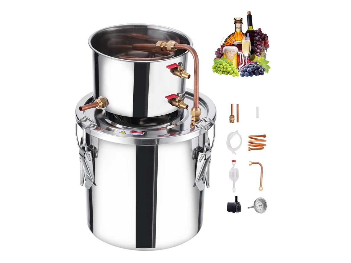Destilador de água e álcool em aço inoxidável VEVOR 11,4 L Φ 250 x 250 mm