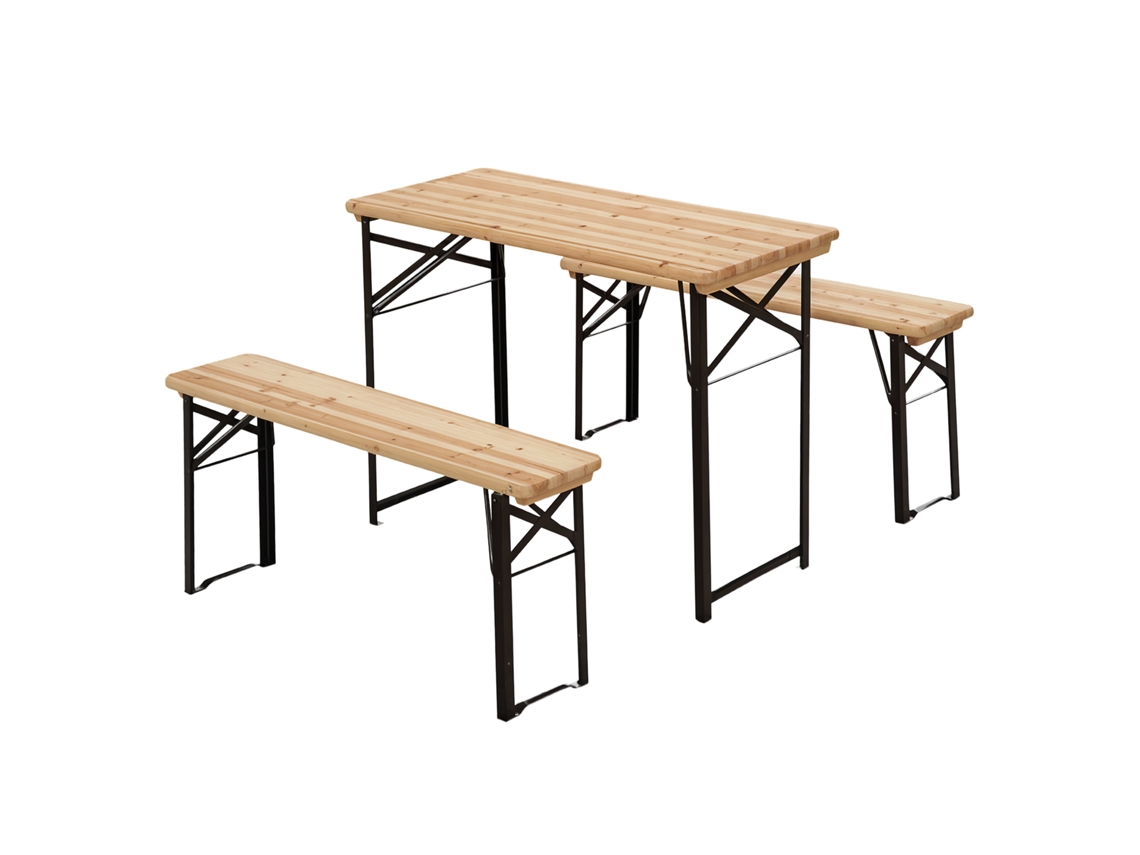 Conjunto de Jardim 3 peças, 2 cadeiras e mesa redonda em aço preto, ø60x71cm