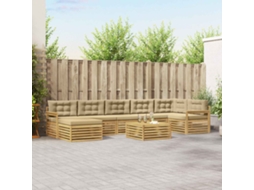 Vidaxl Conjunto De Sofás Para Exterior 8 Unid. Branco E Bege