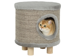 Casa Para Gatos 3 Em 1 Com Arranhador E Brinquedo Cinza