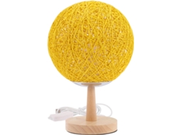 Luminária de mesa LED Lurrose em rattan amarelo com cúpula esférica, luminária decorativa para ambientes.