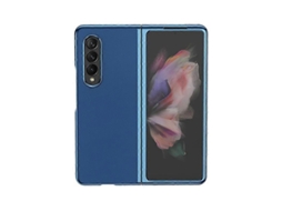 Capa Dobrável Em Couro Liso Com Acabamento Galvanizado Para Samsung Galaxy Z Fold3