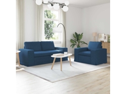 Vidaxl Conjunto De Sofás 2 Unid. Azul Tecido