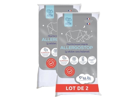 Conjunto De 2 Protetores De Colchão Para Bebé Allergostop® 60x120 Cm Contra Baratas E Ácaros Capa Impermeável Completa Ptit Lit