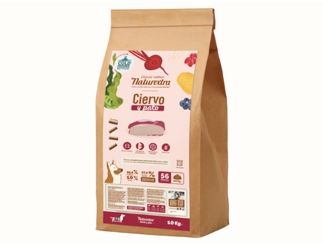 Ração Seca Cão NATUREXTRA Veado e Pato 10Kg .