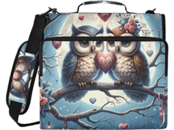 Pasta Organizadora Laptop Corujas E Corações Resistente À Água, Com 3-argolas, Ideal Escola E Escritório