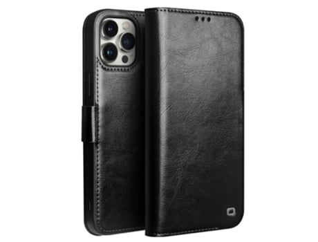 Capa Genuíno Quedas Para Iphone 12 Pro Max Qialino Pele Preto