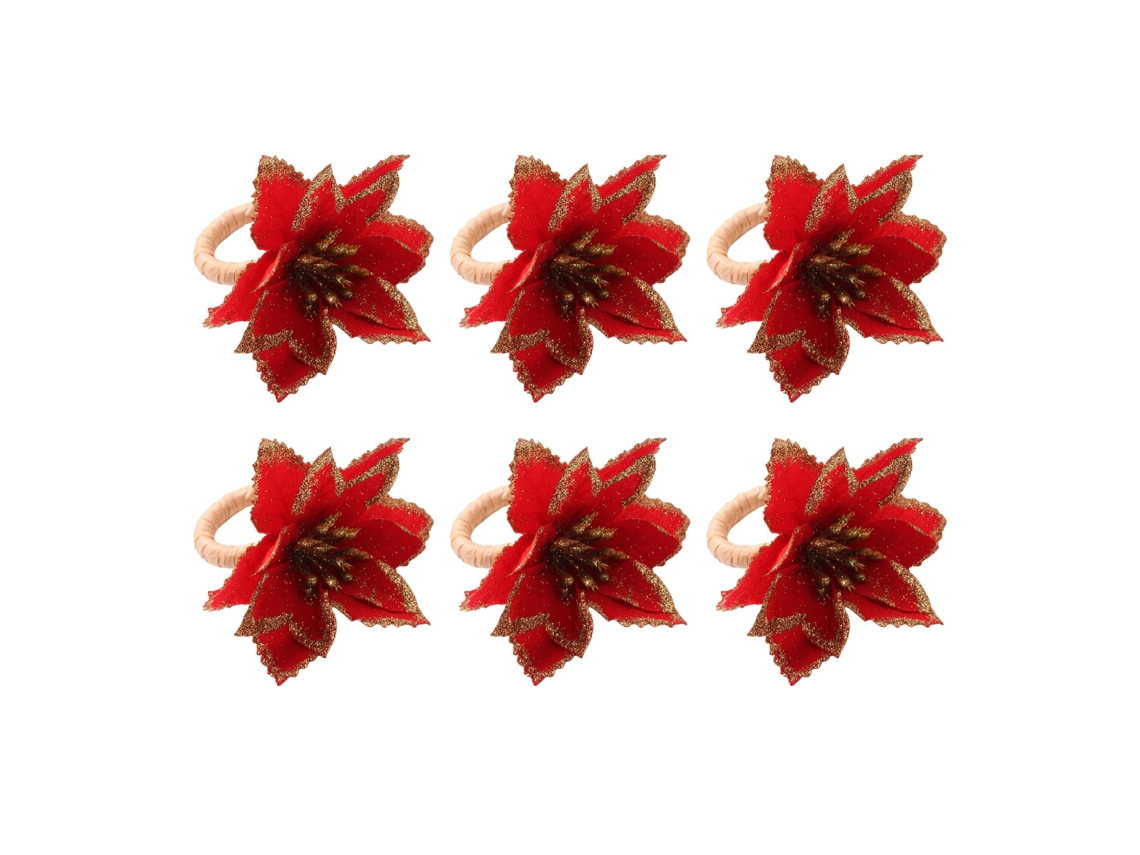 Conjunto de 6 Toalhas de Mesa Vermelha Flor Natal Elegante para Festas Aniversário Casamento | S/MARCA