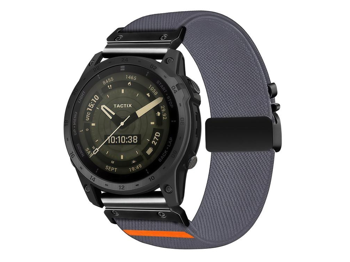 Bracelete para Garmin nylon elástico com trama diagonal e fivela de paraquedas cinza espacial XIAOMOYU