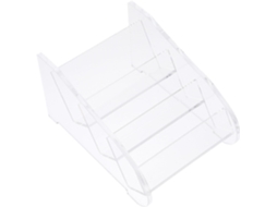 Elegante Porta cartões de Visita em Acrílico Transparente com 3 Níveis e Compartimento Traseiro Inclinado, Ide