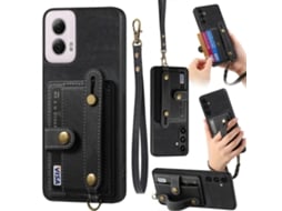 Capa De Celular Com Pulseira Cruzada Retrô E Carteira De Couro