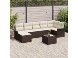 Vidaxl Conjunto De Sofá De Jardim 8 Unid. Castanho Vime Pe