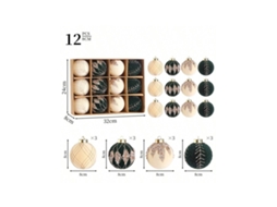 Conjunto De Presente De Bola De Natal, Verde E Branco 8cm Igvtrade