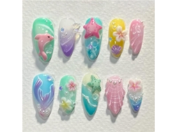 Unhas Postiças em Formato Amendoado com Adesivo para Colar Ou Pressionar, para Mulheres, Estilo Francesinha Amendoada. SFUSHOS