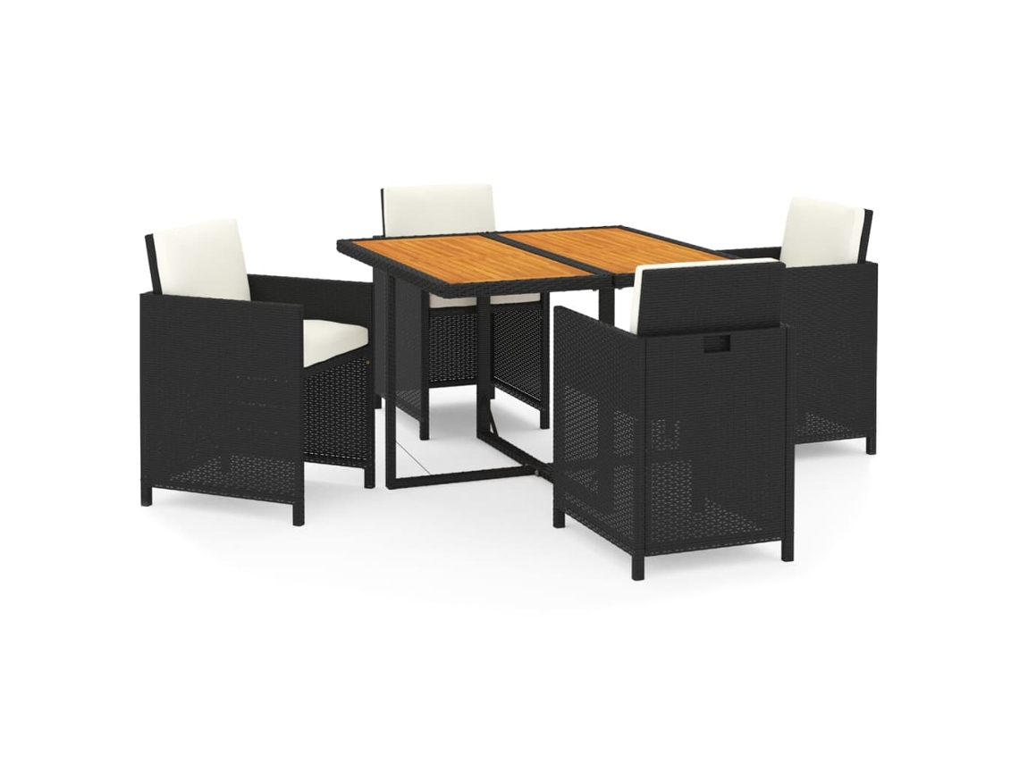 Garden Dining Set, Garden Dining Sets Vidaxl Preto Rattan / Vime (109 Cm Table Length)