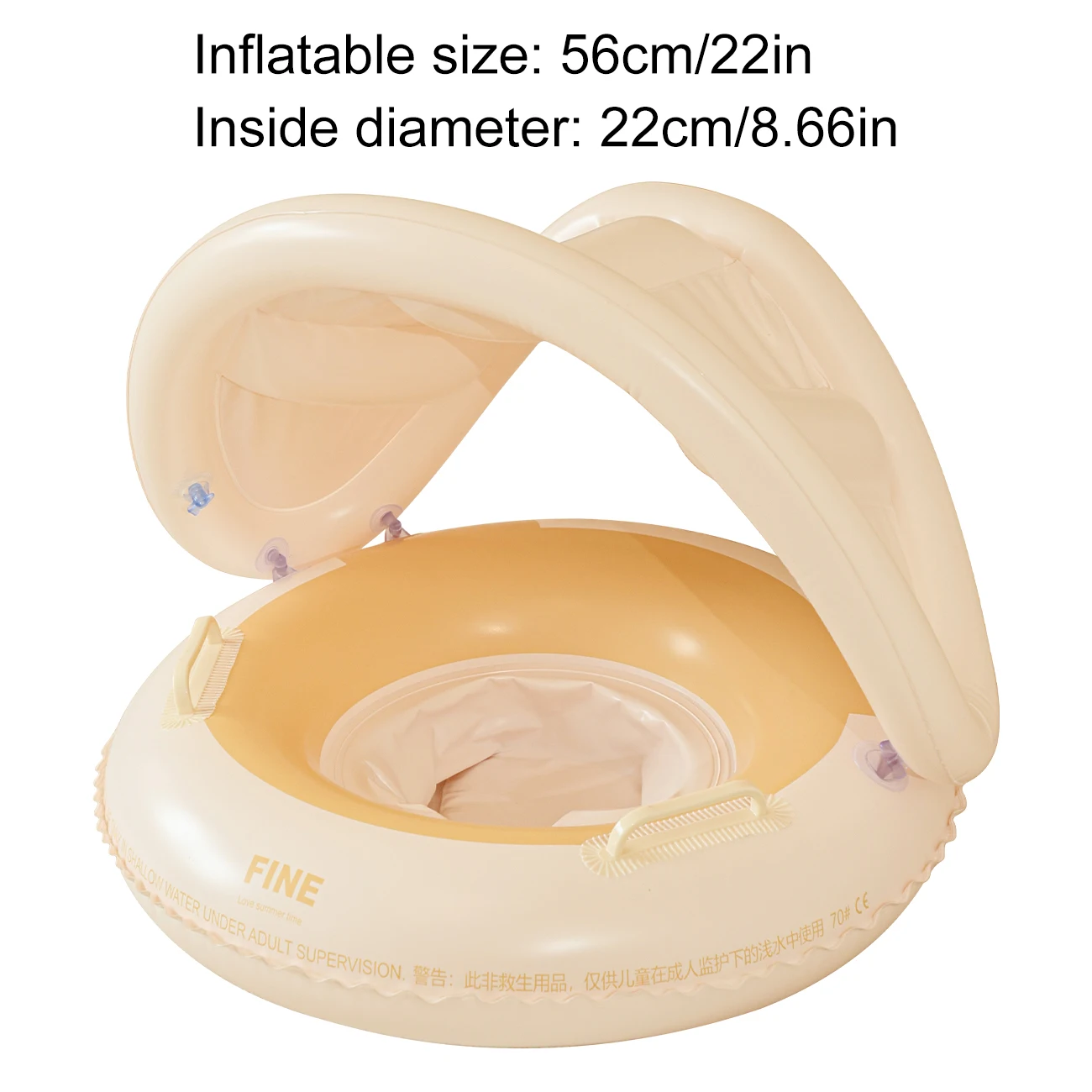 (amarelo) 1 Boia Inflável Com Proteção Solar, Assento Flutuante Para Piscina Com Proteção Solar E Alças